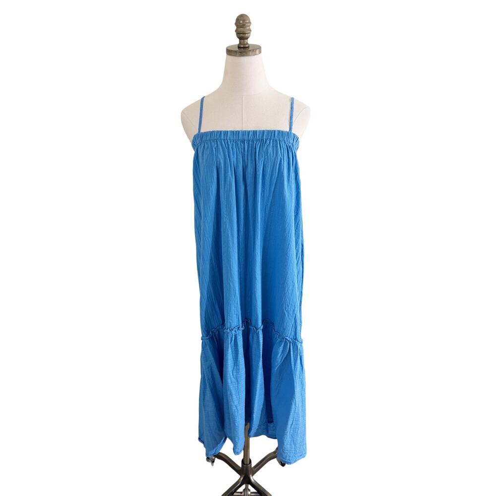 NWOT Anthro Blue Flowy Maxi Dress Women's Size XS Square Neck Removable Straps